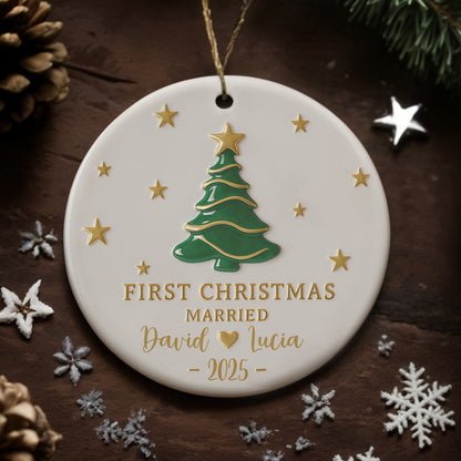 First Christmas Married With Christmas Tree And Stars