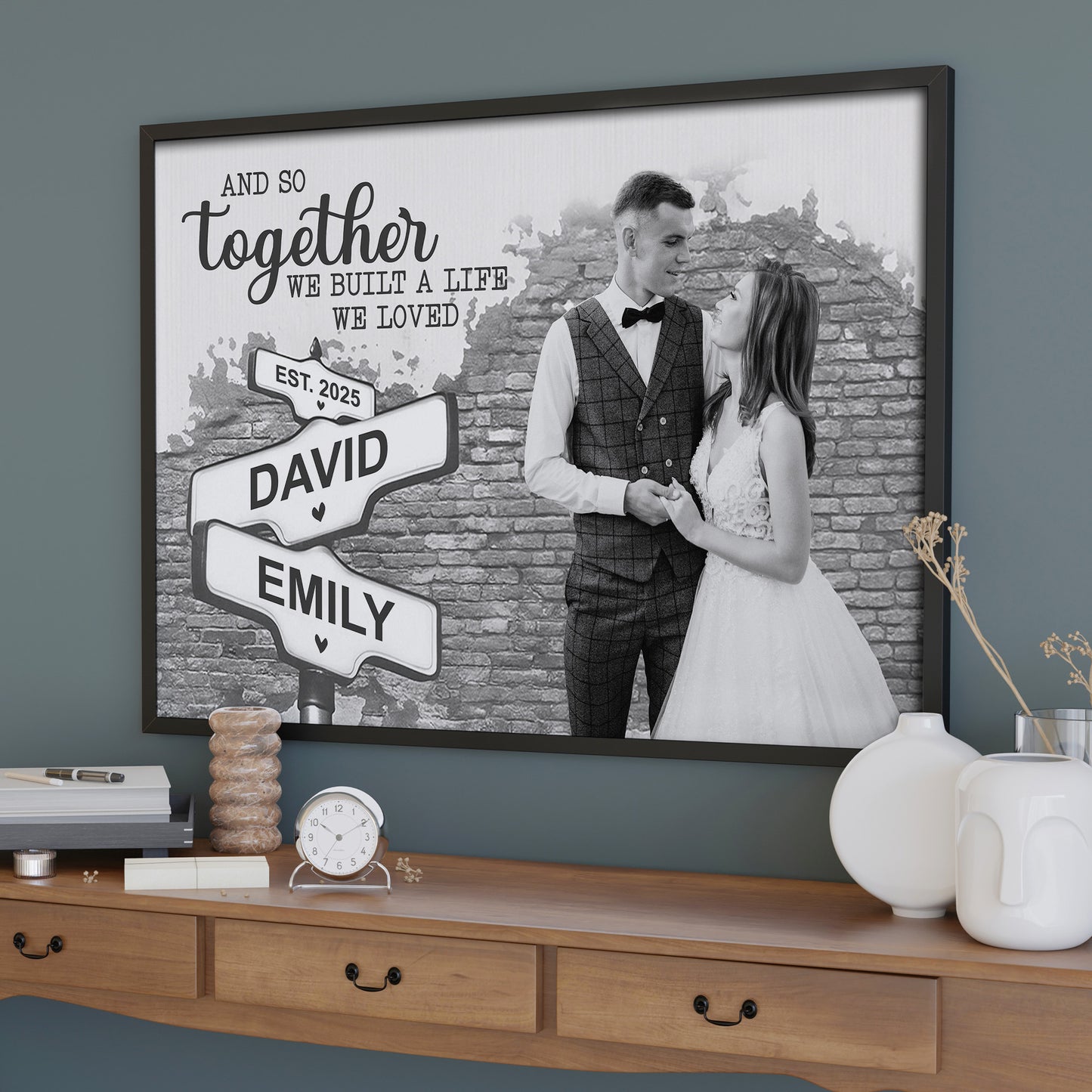 And So Together We Built A Life We Loved, Road Signs Design - Personalized Custom Horizontal Poster - CPL493_HPOS