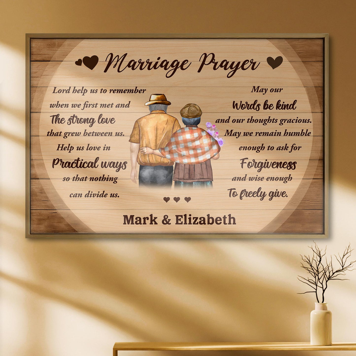 Marriage Prayer Elderly Couple Love And Unity - Personalized Custom Horizontal Poster - CPL501_HPOS