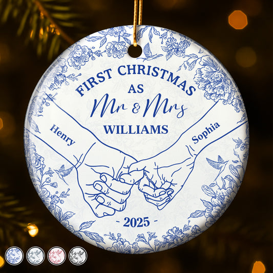 First Christmas As Mr & Mrs, Holding Hands, Floral Design