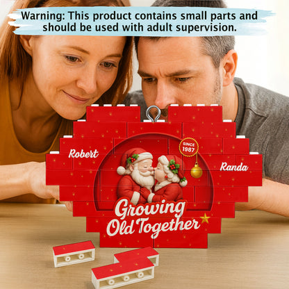 Growing Old Together With Santa Claus - Personalized Custom Heart Puzzle Ornament - CPL515_HBO