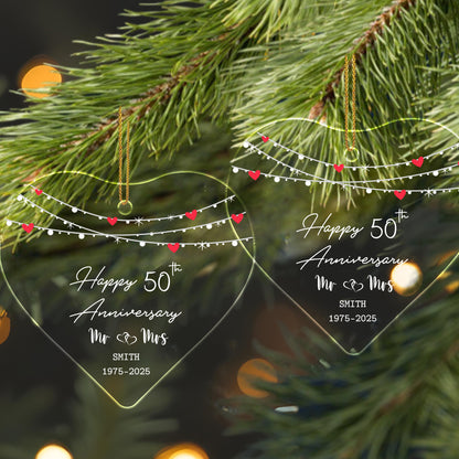 Happy 50th Anniversary with Hearts and Lights