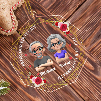 From Our First Kiss Till Our Last Breath, Heart and Roses - Personalized Custom Acrylic Ornament, Christmas Gift - CPL539_ACO