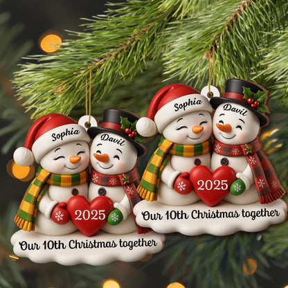 Our Christmas Together, Snowmen With Hearts And Holly