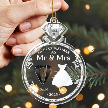 First Christmas As Mr & Mrs With Bride And Groom Silhouettes