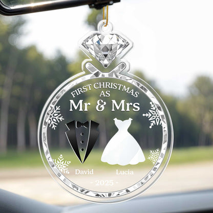 First Christmas As Mr & Mrs With Bride And Groom Silhouettes
