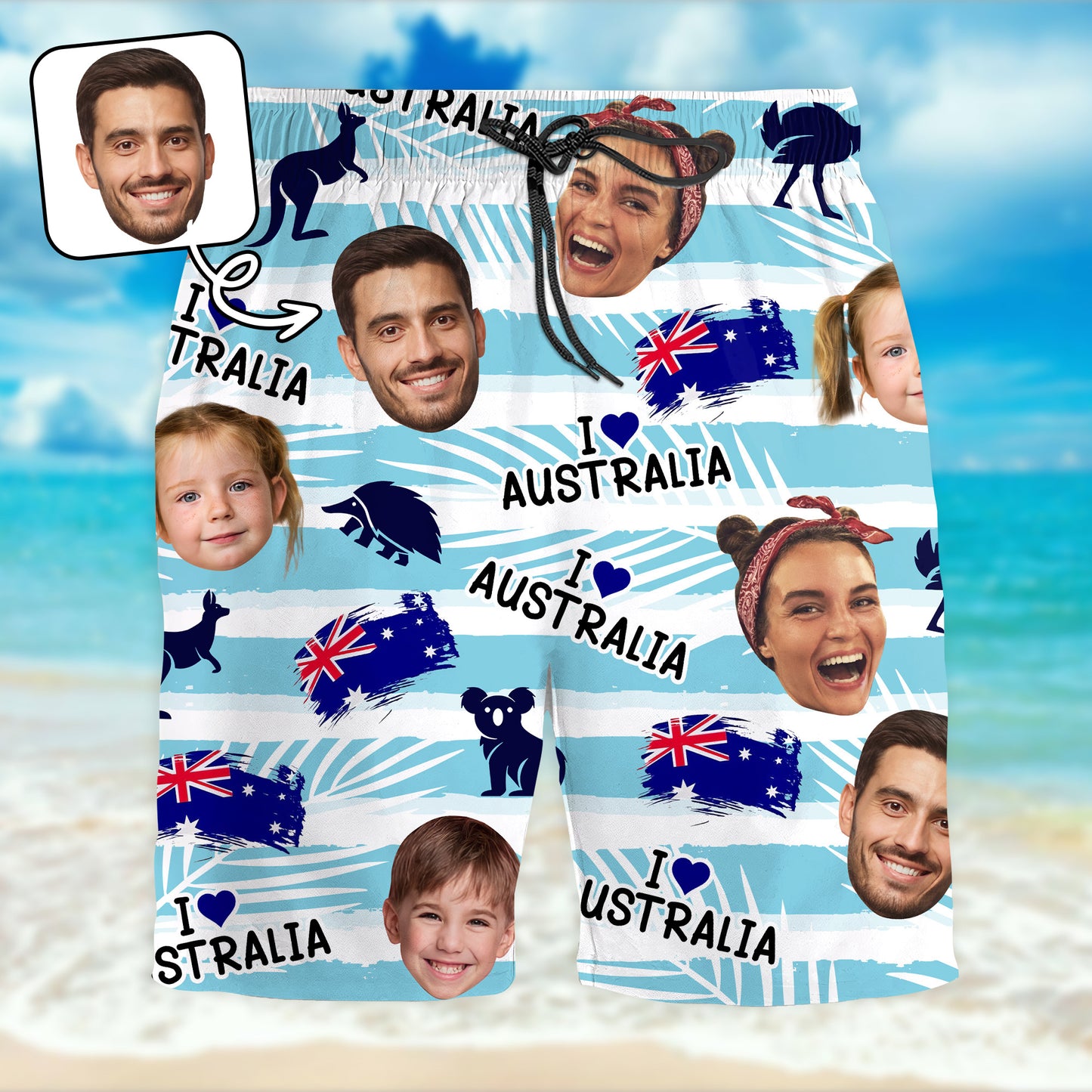 I Love Australia With Australian Flags and Kangaroos