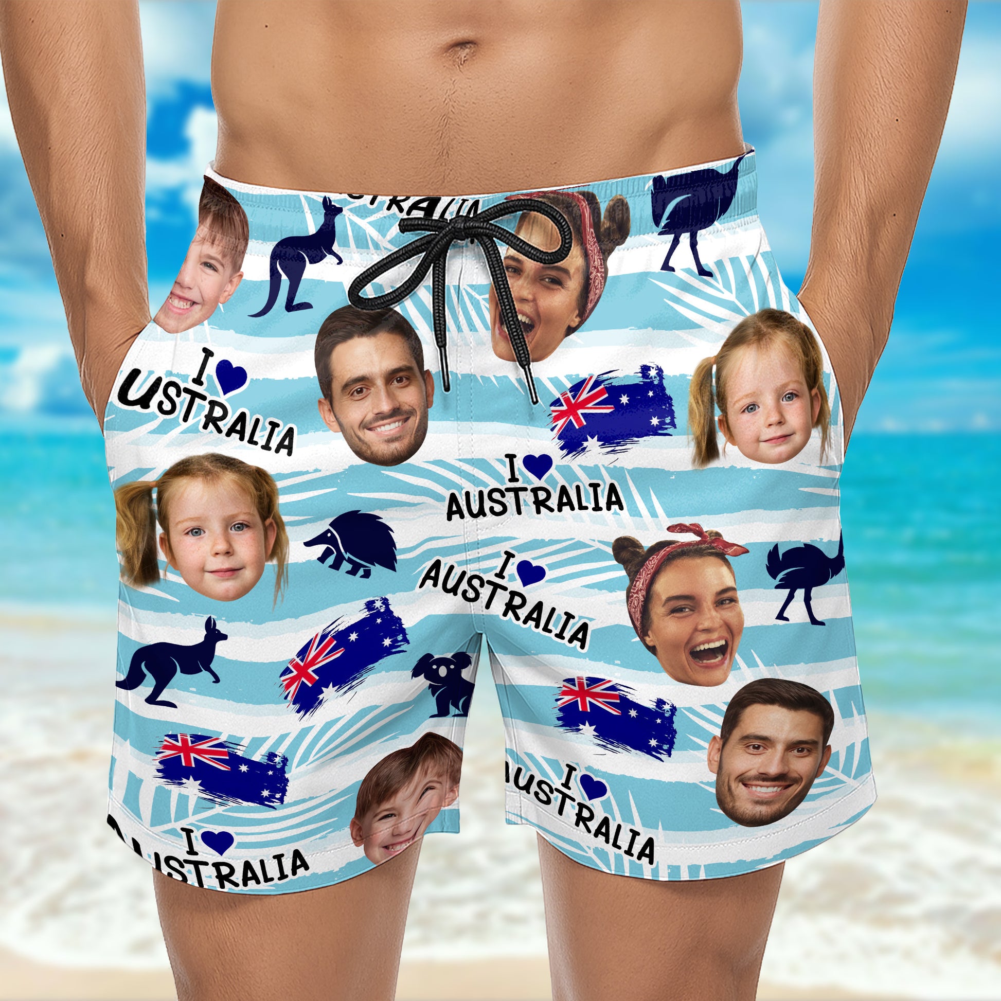 I Love Australia With Australian Flags and Kangaroos