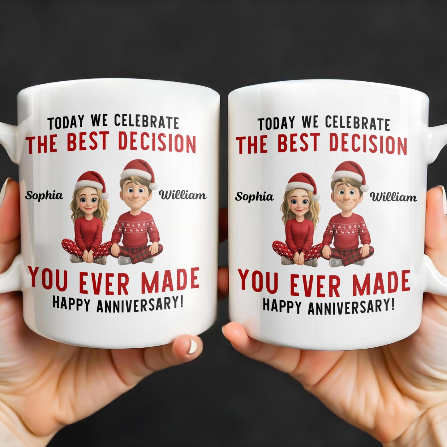 Celebrate The Best Decision, Happy Anniversary With Santa Hats