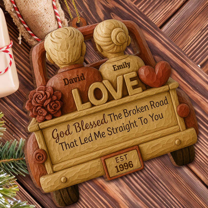 God Blessed The Broken Road, Car And Hearts Design