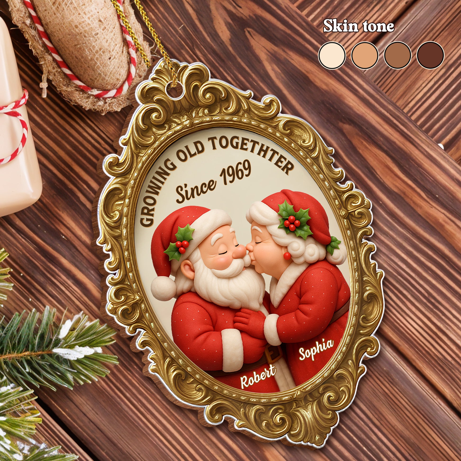 Growing Old Together Since Santa Couple Ornament