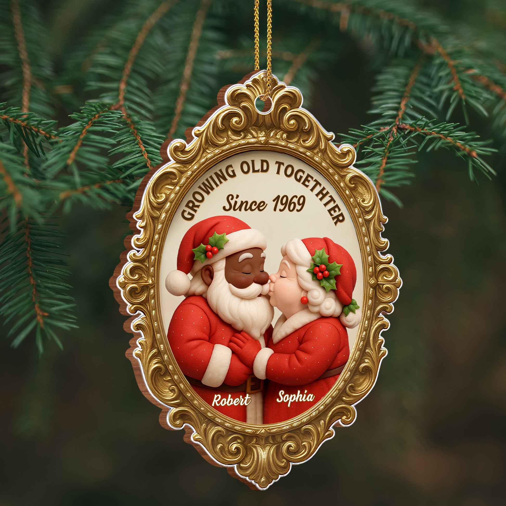 Growing Old Together Since Santa Couple Ornament