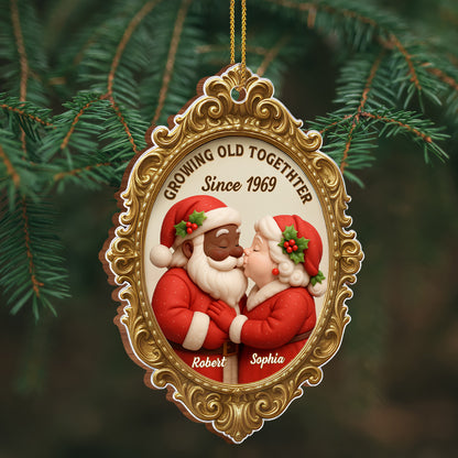 Growing Old Together Since Santa Couple Ornament