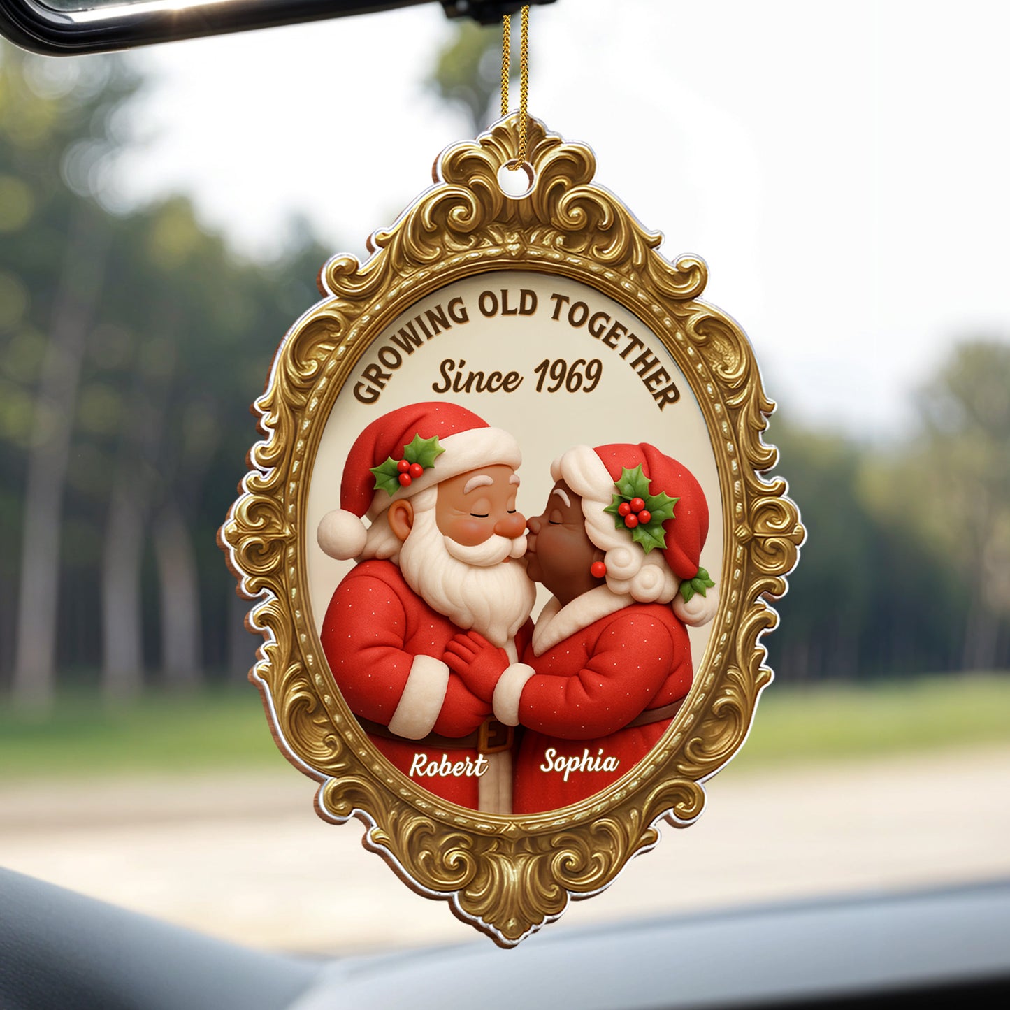 Growing Old Together Since Santa Couple Ornament - Personalized Custom Wood Ornament, Custom Shaped - CPL673_WDO