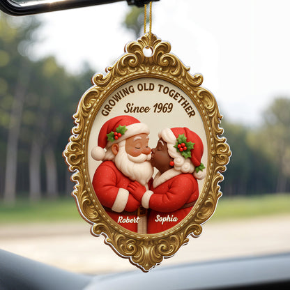 Growing Old Together Since Santa Couple Ornament - Personalized Custom Wood Ornament, Custom Shaped - CPL673_WDO