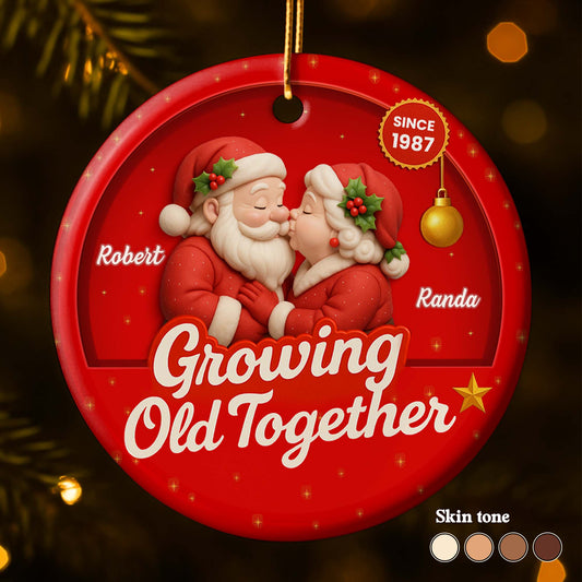 Growing Old Together With Santa Claus And Christmas Holly