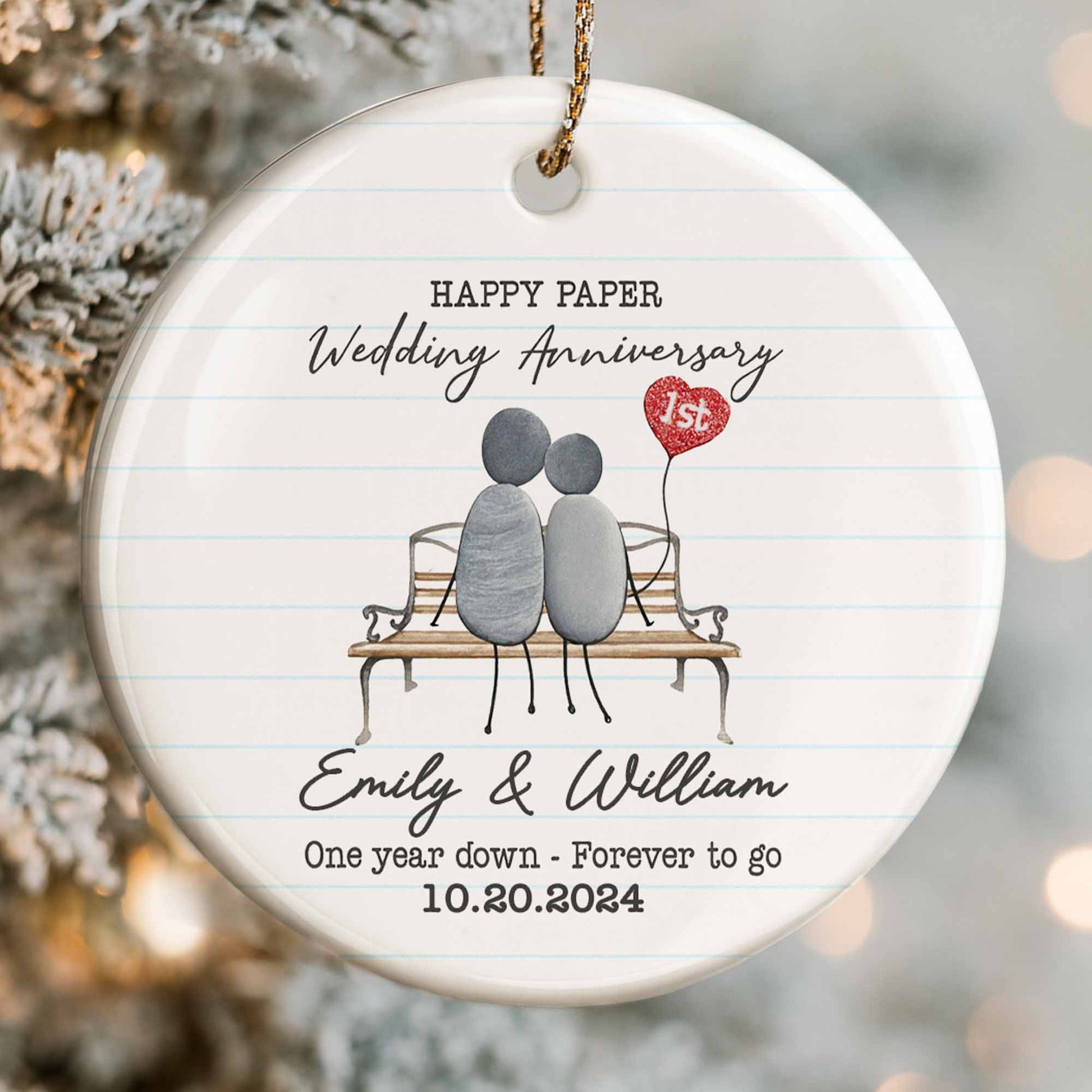 Happy Paper Wedding Anniversary, Couple On Park Bench