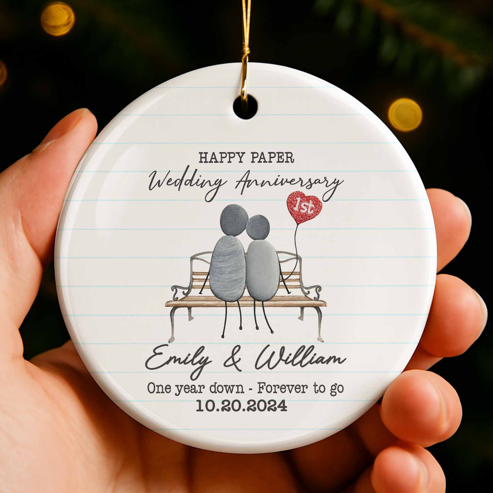 Happy Paper Wedding Anniversary, Couple On Park Bench