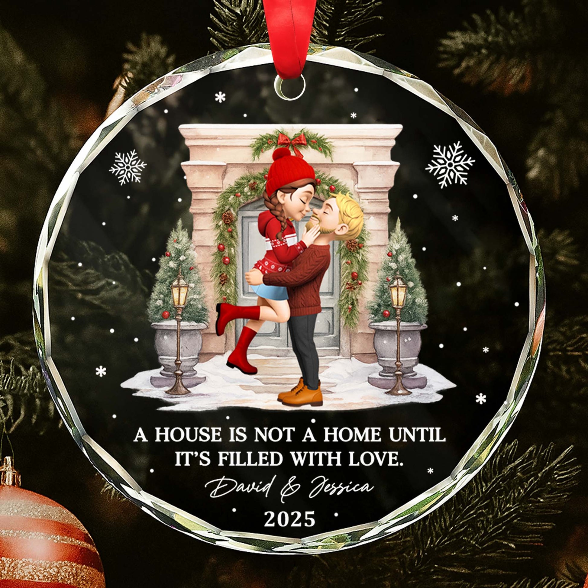 A House Is Not A Home Until It's Filled With Love, Couple And Christmas Wreath