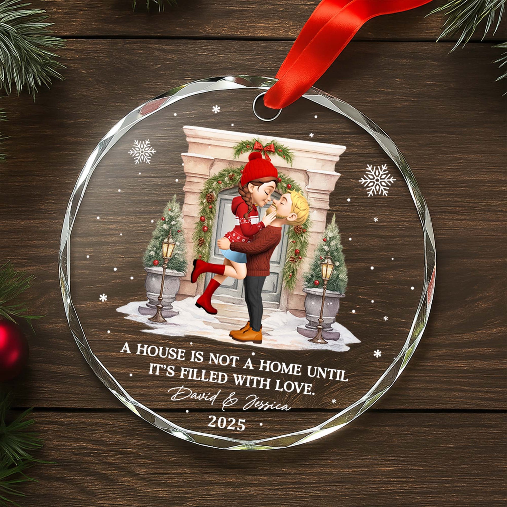 A House Is Not A Home Until It's Filled With Love, Couple And Christmas Wreath