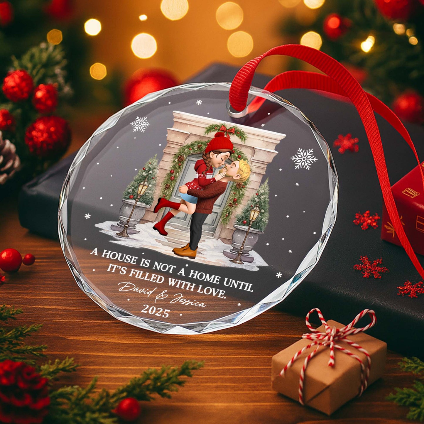 A House Is Not A Home Until It's Filled With Love, Couple And Christmas Wreath