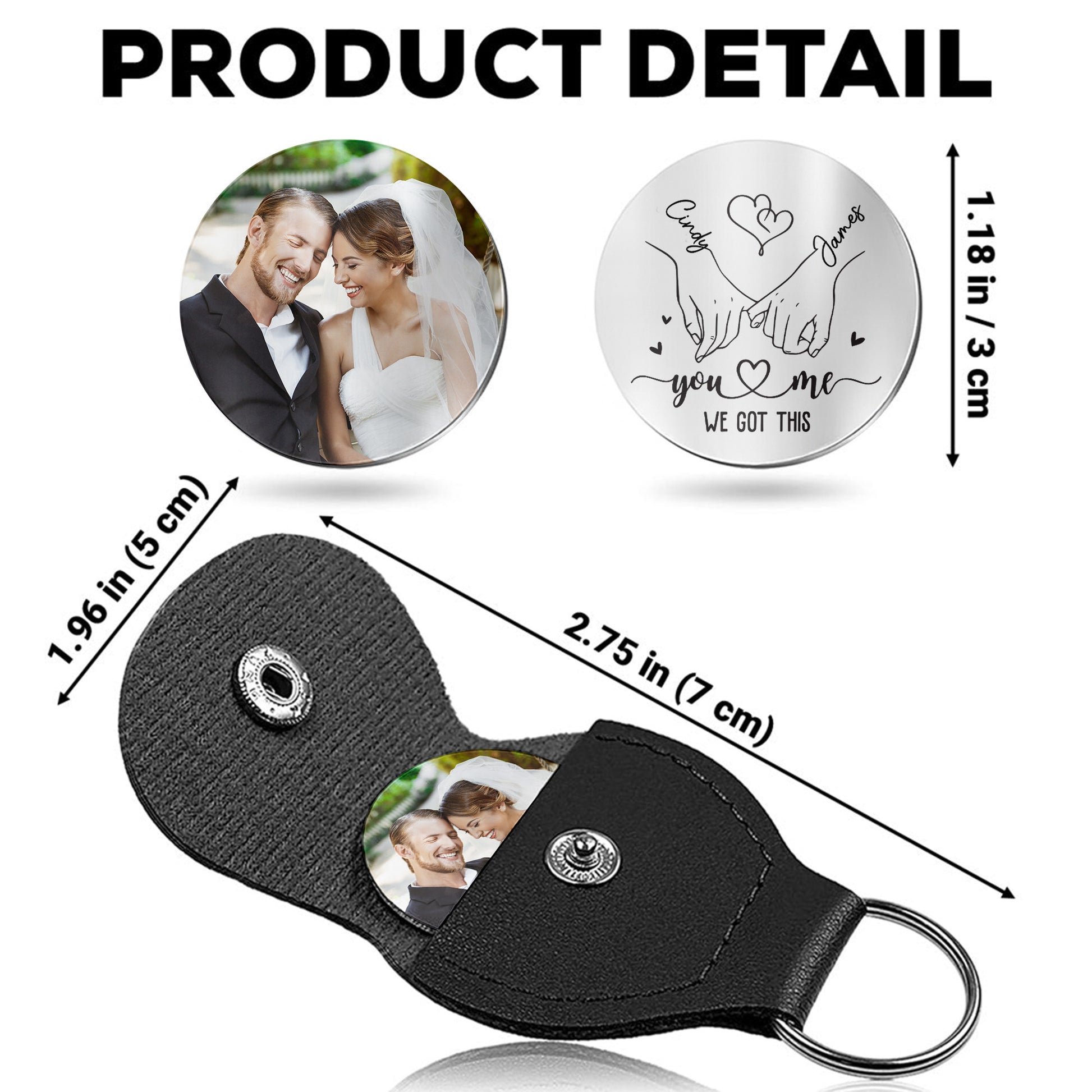 You & Me We Got This, Custom Keychain With Holding Hands and Heart