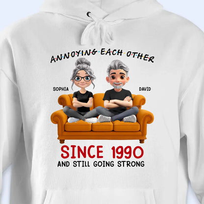 Annoying Each Other Since 1990, Cartoon Couple On Couch