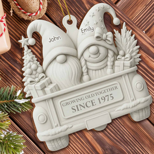 Growing Old Together Gnome Couple Christmas Ornament