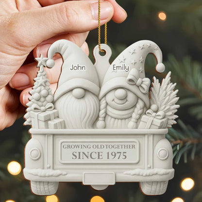 Growing Old Together Gnome Couple Christmas Ornament