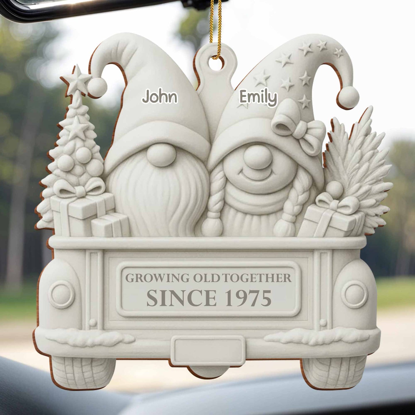 Growing Old Together Gnome Couple Christmas Ornament
