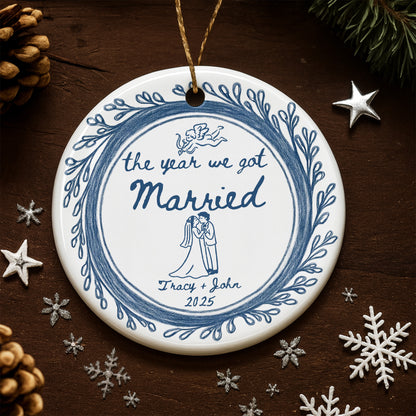 The Year We Got Married Couple And Floral Border