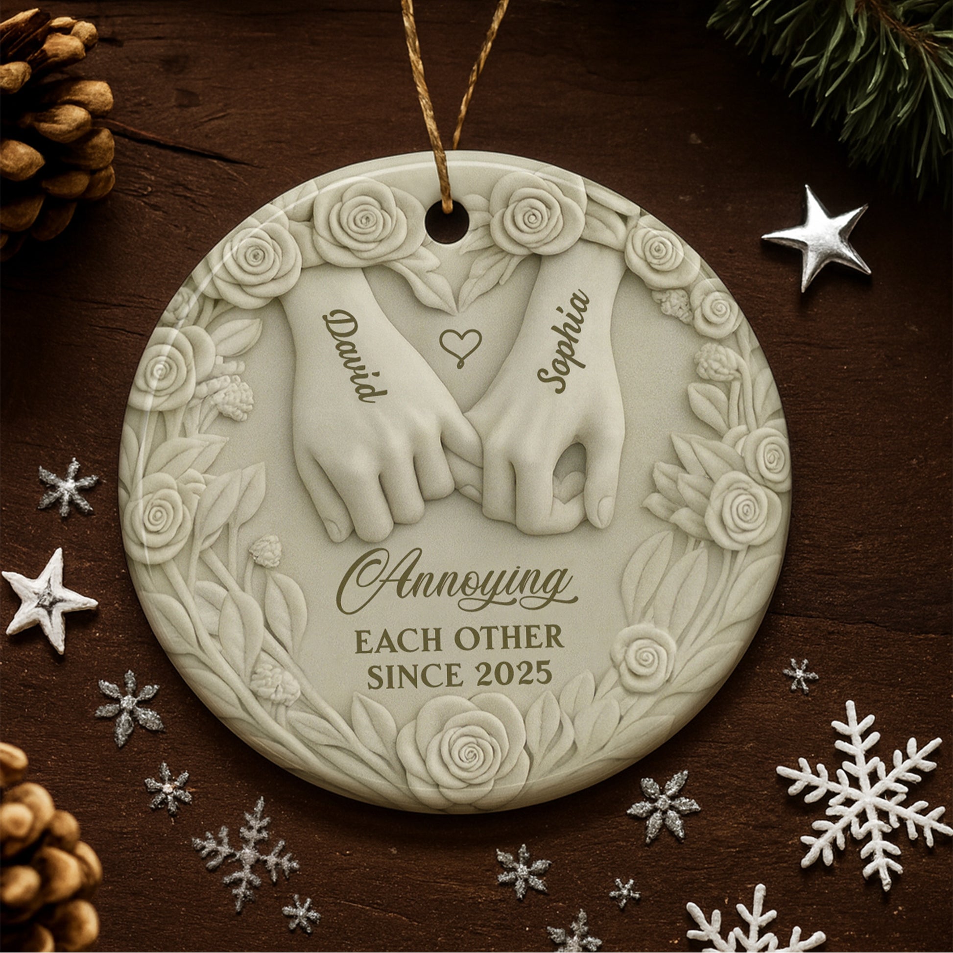 Annoying Each Other Since, Hands And Roses Ornament