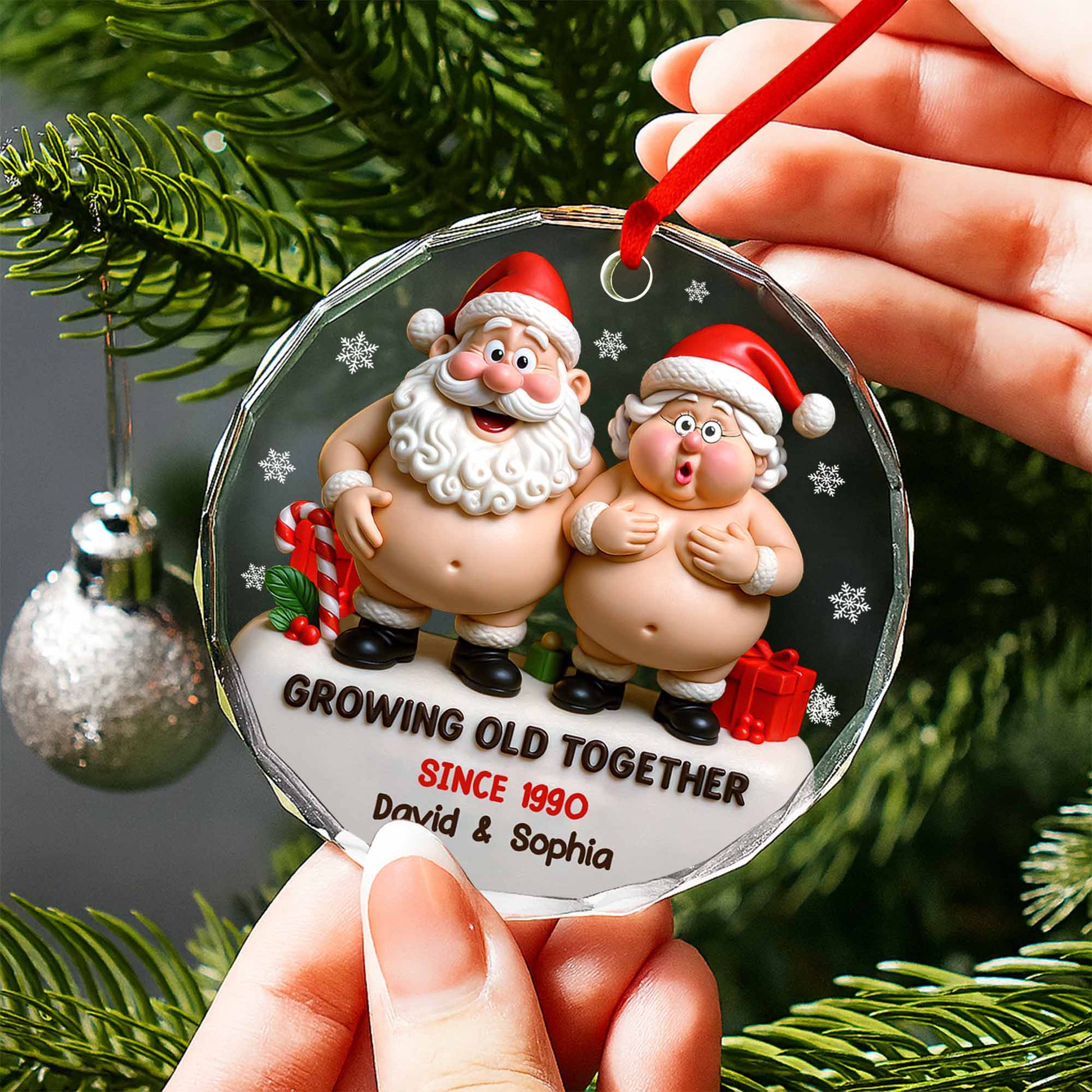 Growing Old Together With Santa Claus Figures