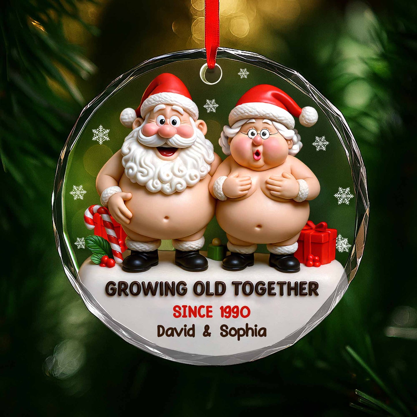 Growing Old Together With Santa Claus Figures