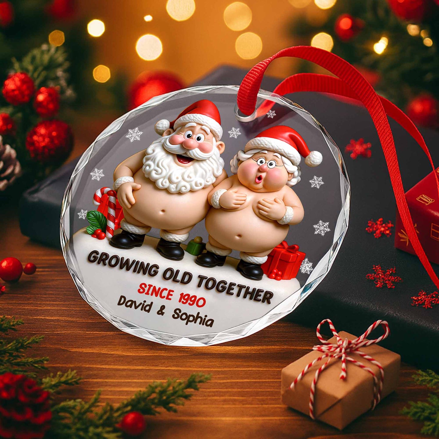 Growing Old Together With Santa Claus Figures