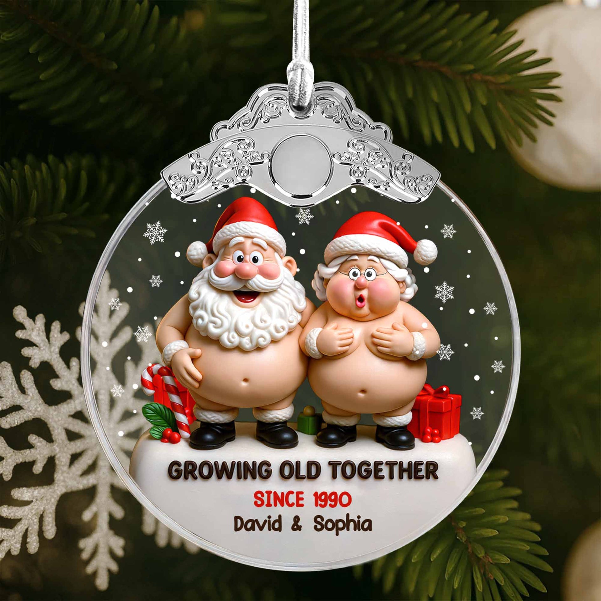 Growing Old Together With Santa Claus And Christmas Gifts