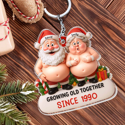 Growing Old Together, Santa Claus And Mrs. Claus Keychain