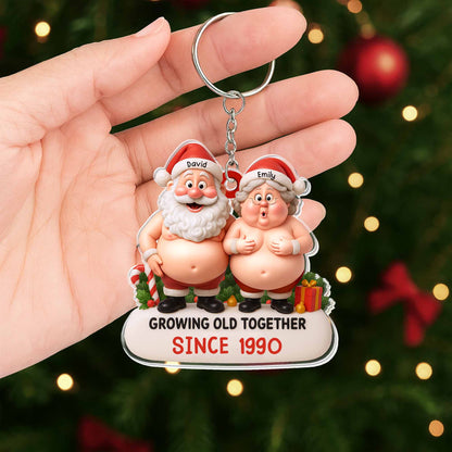 Growing Old Together, Santa Claus And Mrs. Claus Keychain