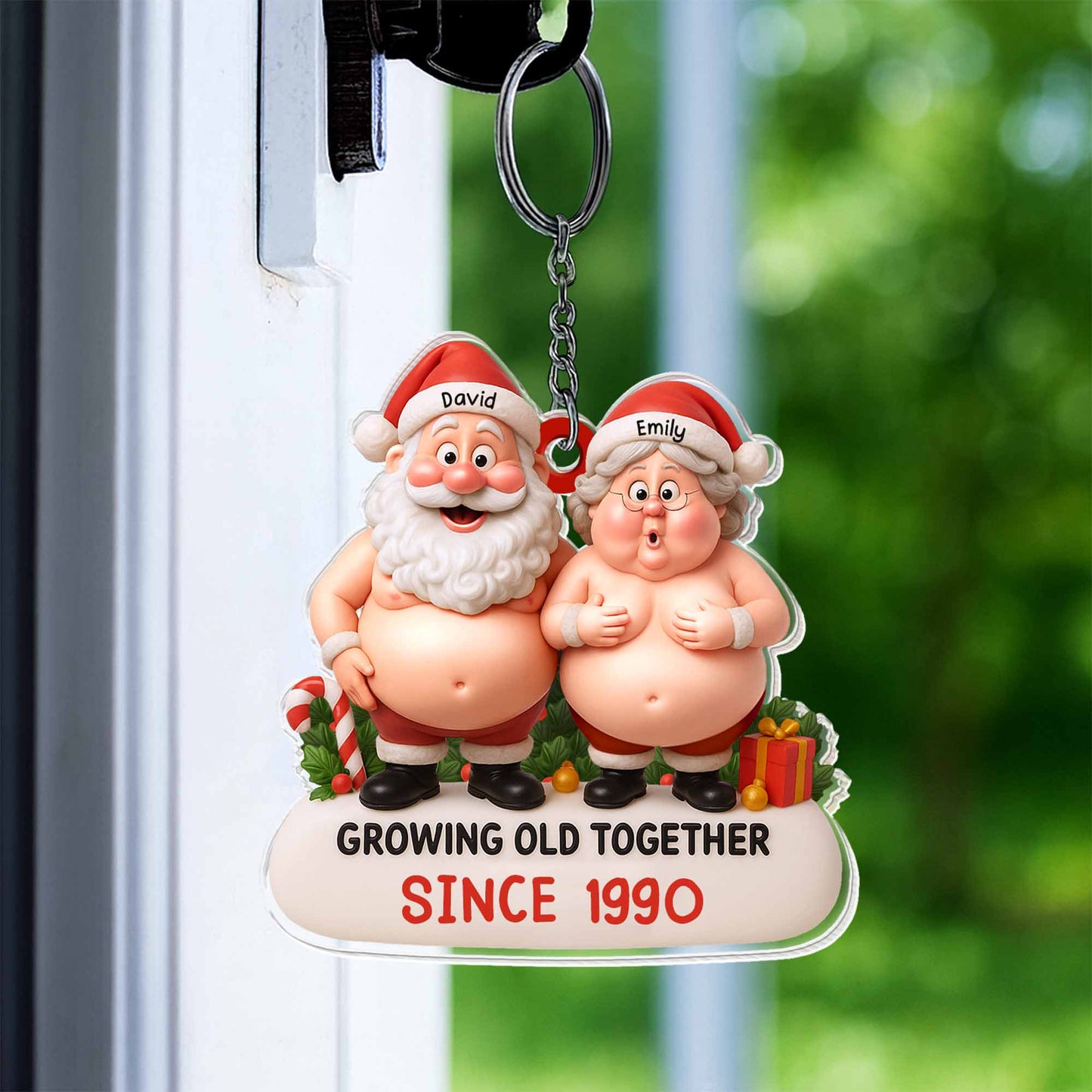 Growing Old Together, Santa Claus And Mrs. Claus Keychain