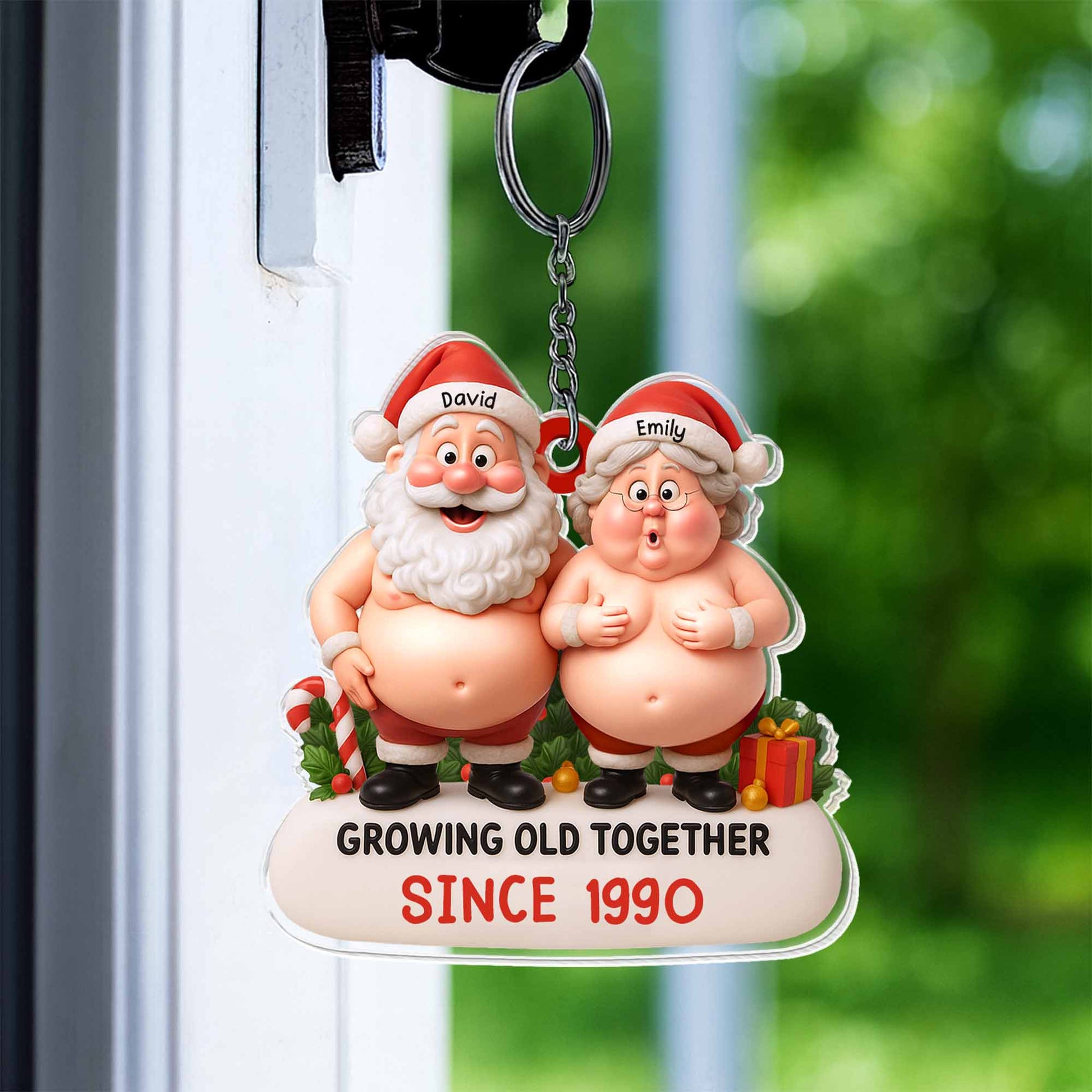 Growing Old Together, Santa Claus And Mrs. Claus Keychain