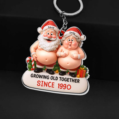 Growing Old Together, Santa Claus And Mrs. Claus Keychain