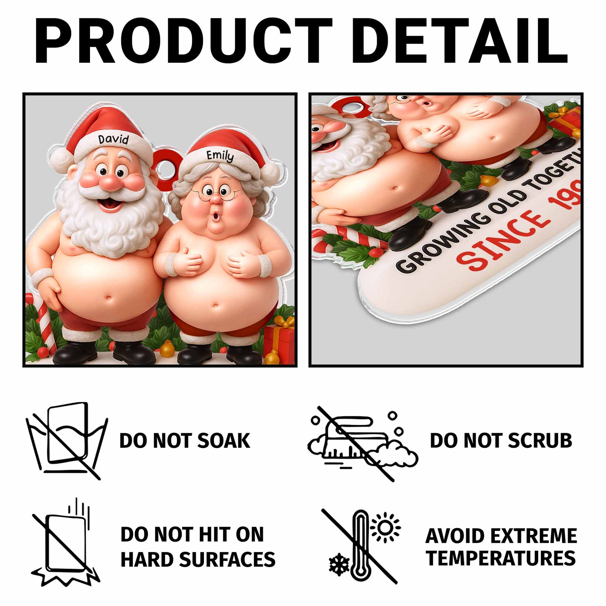 Growing Old Together, Santa Claus And Mrs. Claus Keychain