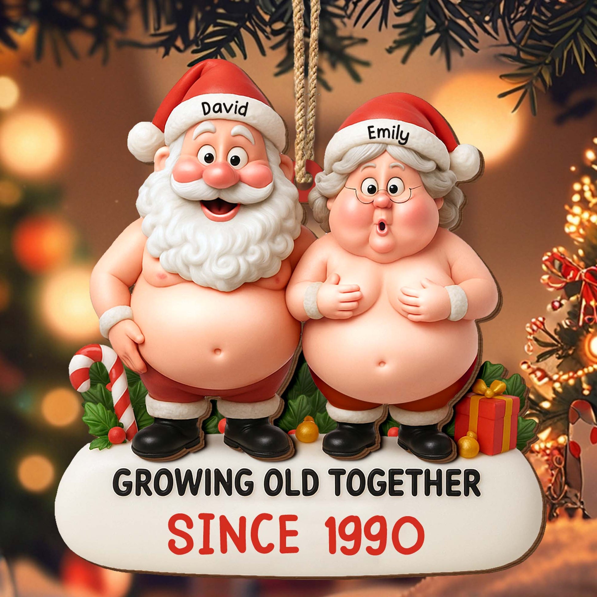 Growing Old Together Santa Claus Christmas Ornament