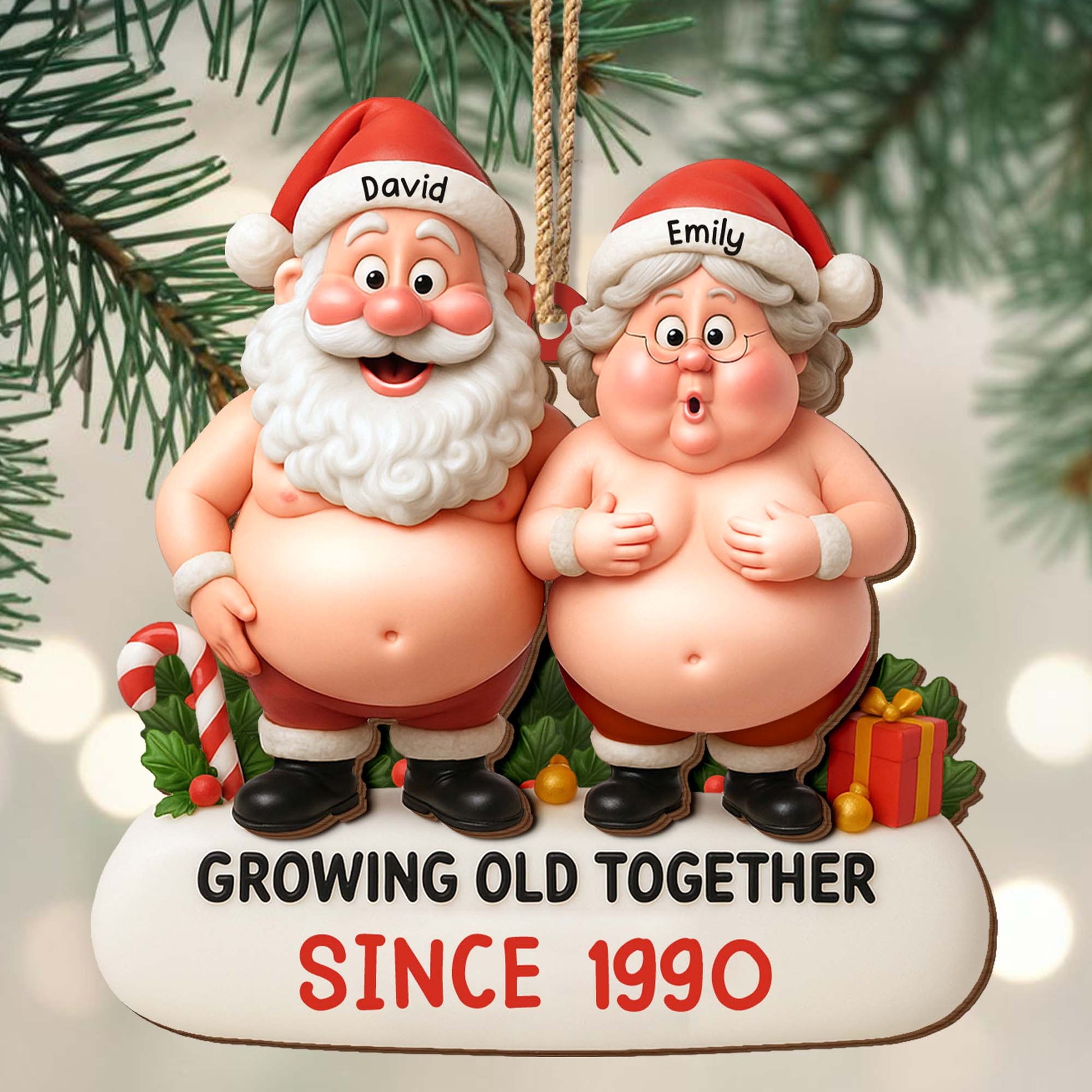 Growing Old Together Santa Claus Christmas Ornament