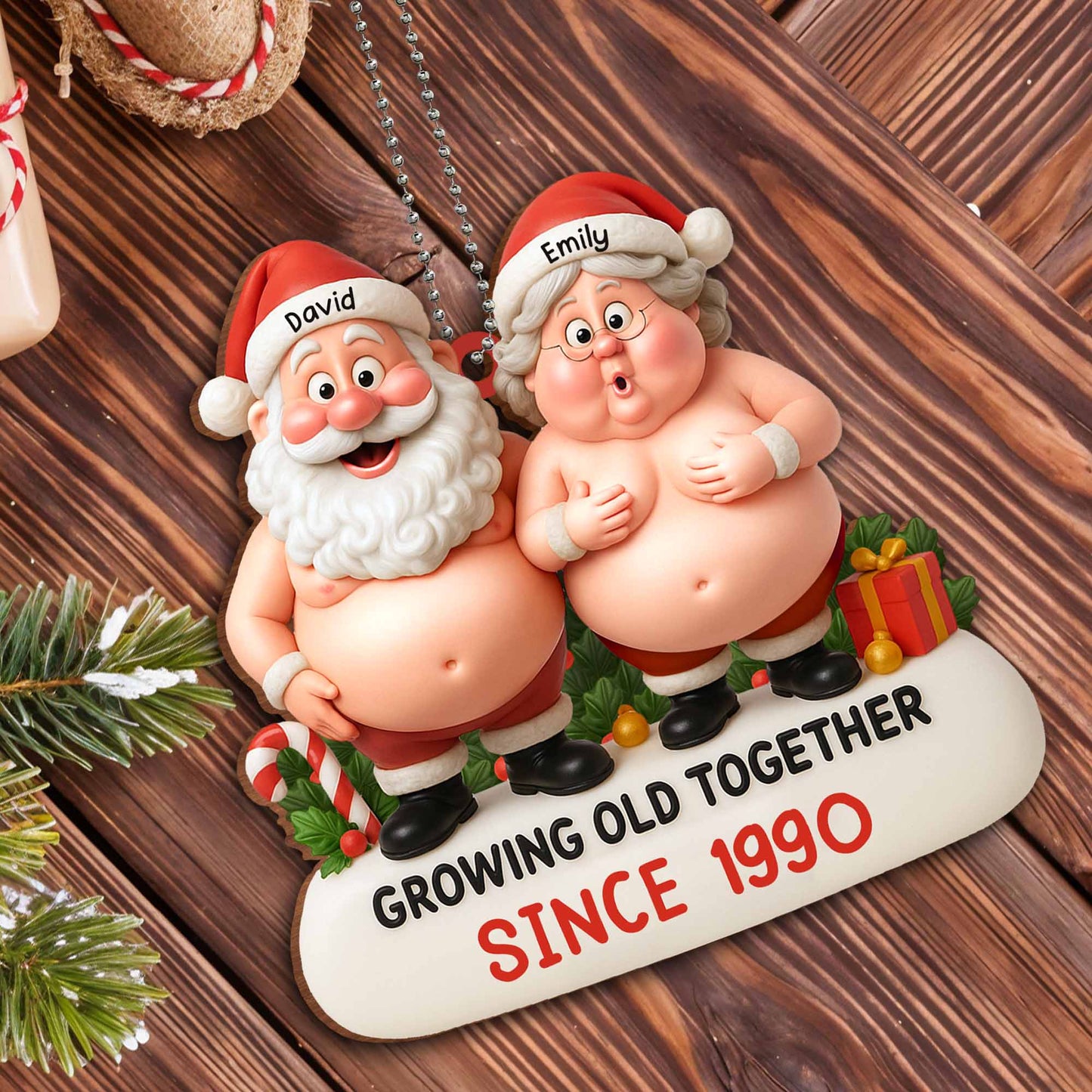 Growing Old Together Santa And Mrs. Claus Christmas Ornament
