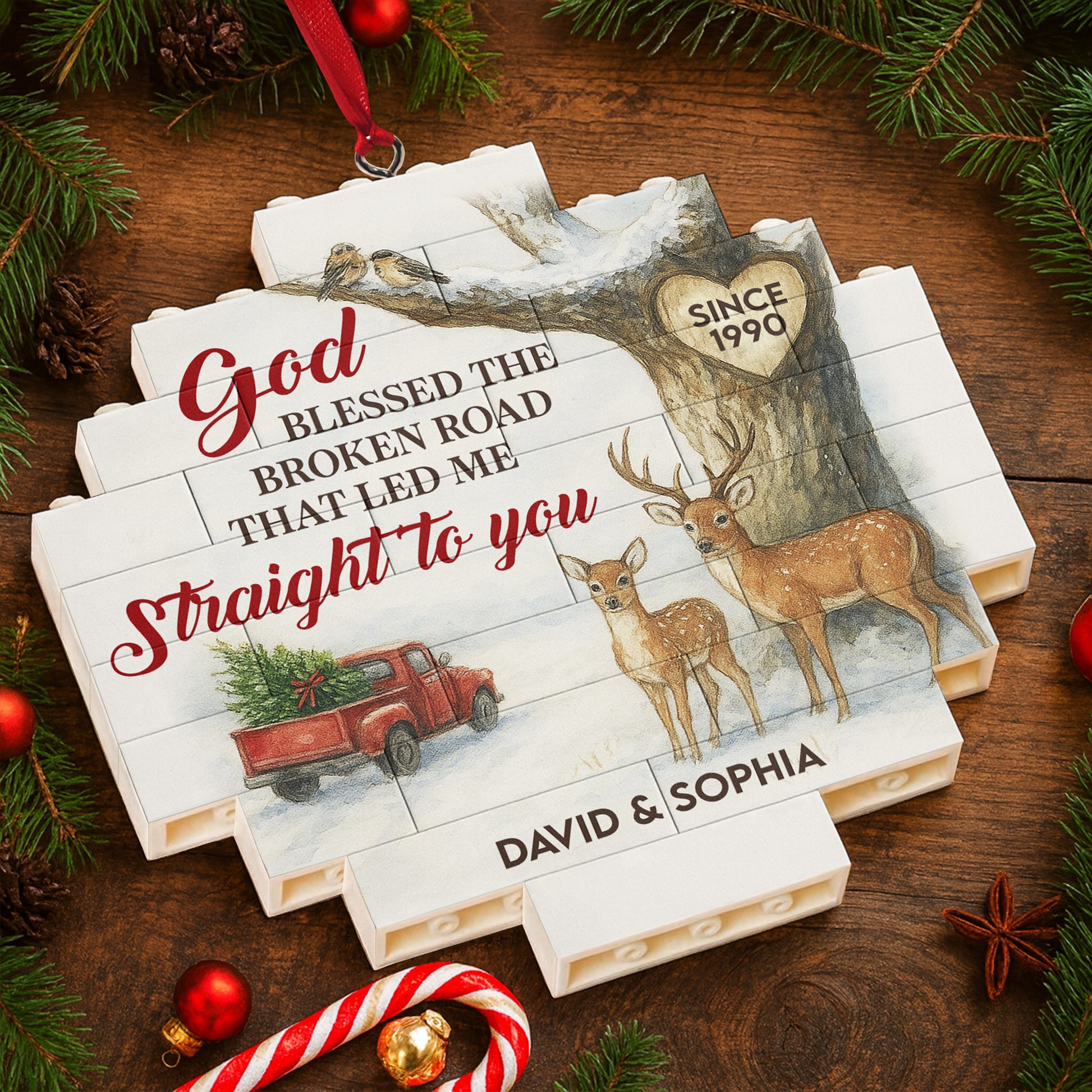 God Blessed The Broken Road, Deer And Truck Design