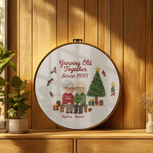 Growing Old Together, Elderly Couple And Christmas Tree