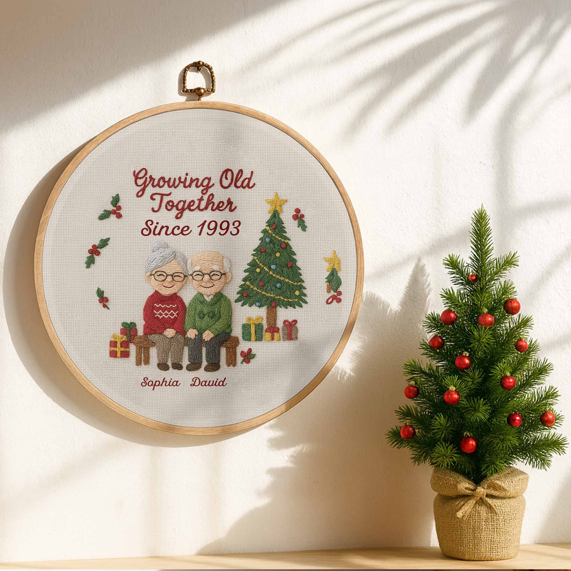 Growing Old Together, Elderly Couple And Christmas Tree