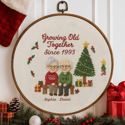 Growing Old Together, Elderly Couple And Christmas Tree