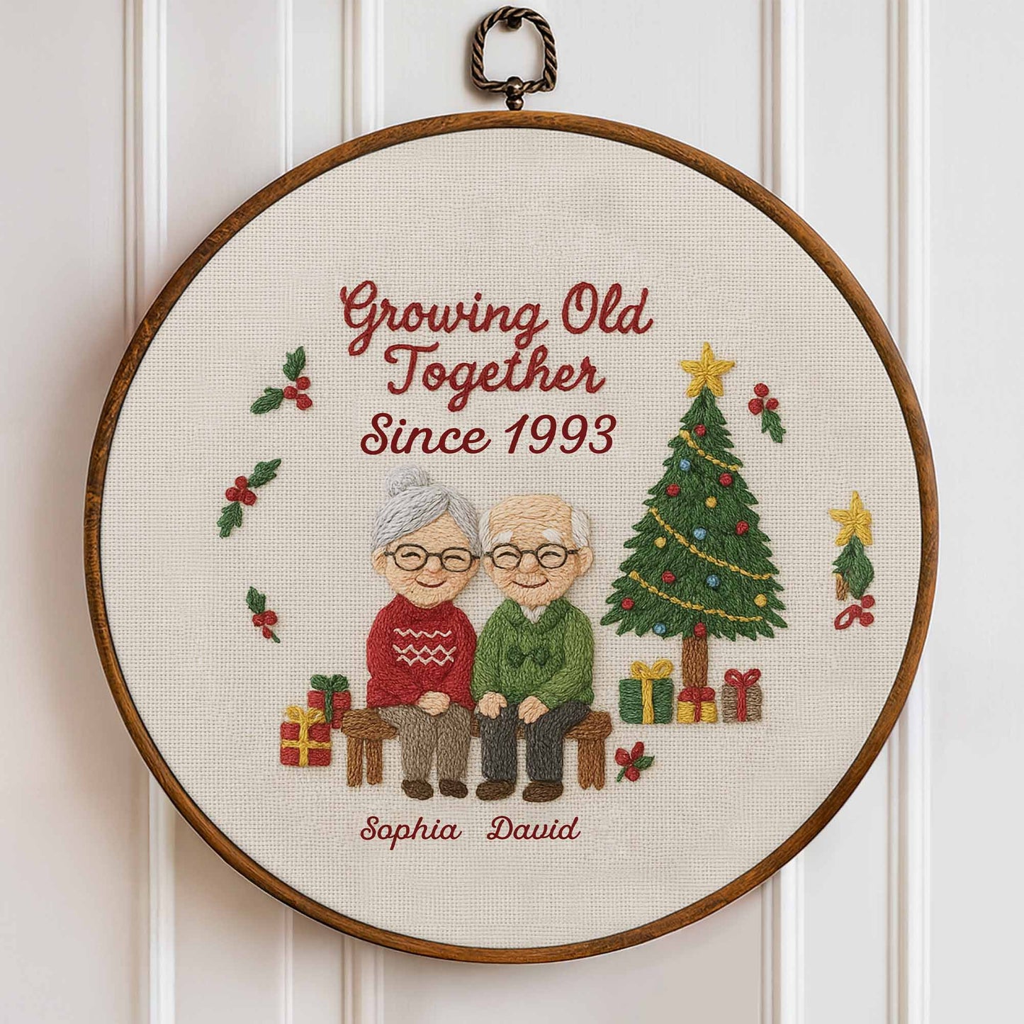 Growing Old Together, Elderly Couple And Christmas Tree